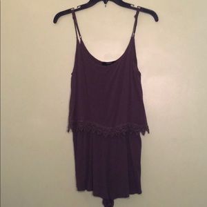 Forever 21 Olive Green Romper Lace Trim Size S